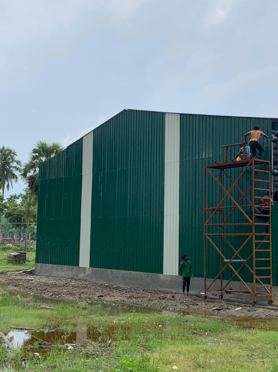 Erection stage roof framework